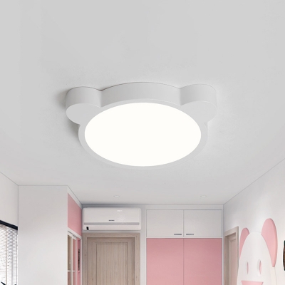 LED Bedroom Ceiling Flush Macaroon Black/White/Pink Flush Mount Light Fixture with Mouse Head Acrylic Shade
