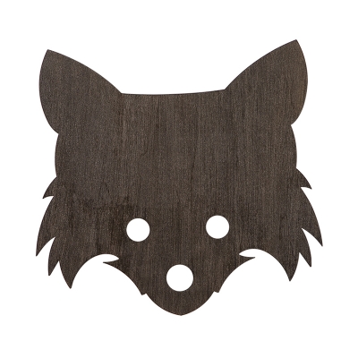 LED Bedside Wall Sconce Lighting Cartoon Black Wall Lamp with Fox Head Shape Wood Panel Shade in White/Warm Light
