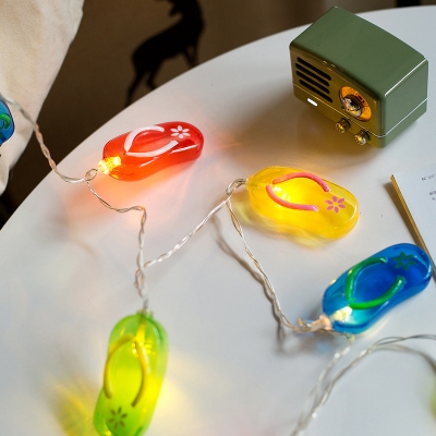 Macaron Slippers Plastic String Lighting 9.8ft 20 Lights USB/Battery Powered LED Light Strip in Red-Yellow-Blue-Green