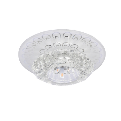 Modernism Floral Ceiling Light Clear Cystal LED Flush Mount with Round Canopy in Warm/White/Multi Color Light, 5.5
