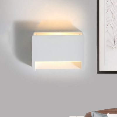 Simple Mini Box Flush Wall Sconce Plaster Single Sitting Room Wall Mounted Lamp in White