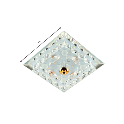 Square Clear Crystal Flushmount Modernism 7