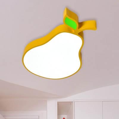 White Fruits Flush Mount Lighting Kids LED Acrylic Ceiling Mounted Light for Kindergarten