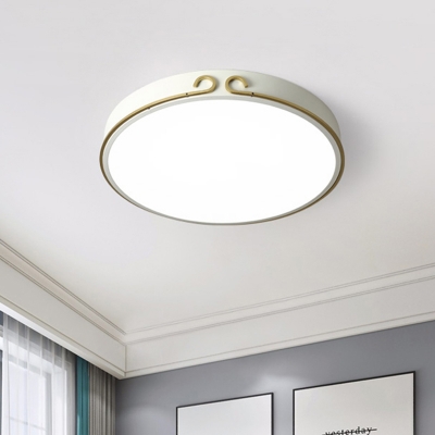 White/Grey/Green Round Flush Lamp Macaron LED Acrylic Ceiling Mounted Light with Headband Deco