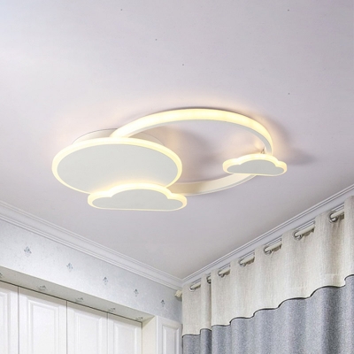 White/Pink Cloud Flush Mount Macaroon LED Acrylic Flush Ceiling Light Fixture in Warm/White Light