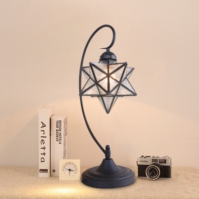 1-Bulb Star Shape Night Table Lamp Baroque Silver/White/Clear Glass Nightstand Light for Bedside