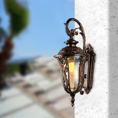 1 Head Clear Glass Sconce Lamp Classic Style Clear Glass Bronze Urn Shade Outdoor Wall Mount Light