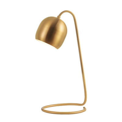 Brass Finish Bell Table Light Post-Modern 1 Head Metallic Nightstand Lamp with Twisted Rod Base