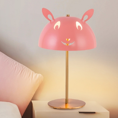 Cartoon 1 Bulb Night Light Pink Rabbit/White Panda Table Lamp with Iron Shade and Gold Rod Arm