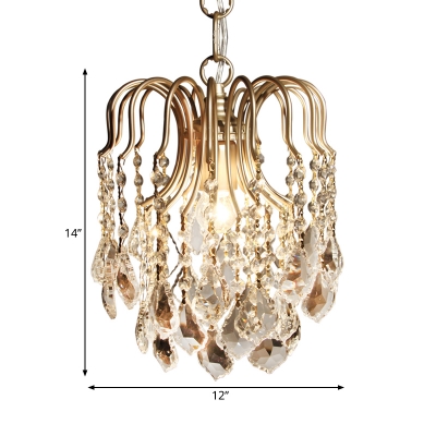Cascade Restaurant Pendant Lamp Traditionalist Beveled Crystal 1 Light Gold Hanging Light