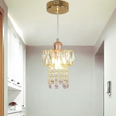 

Crystal Tassels Mini Pendant Lighting Minimalist Corridor LED Hanging Ceiling Light in Gold, HL632017