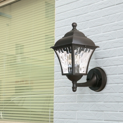 Dimple Glass Lantern Wall Light Countryside 1 Light Outdoor Wall Sconce Lamp in Dark Coffee