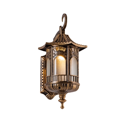 Frosted Glass Bronze Wall Light Pavilion 1 Head Country Style Sconce Lighting Fixture