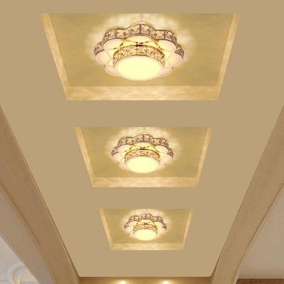 Gold Flower Ceiling Mounted Light Modernism Cut Crystal 10