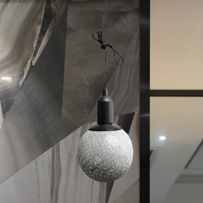 Grey/White Ball Shaped LED Night Light Minimalistic Plastic Battery Operated Pendant Lamp