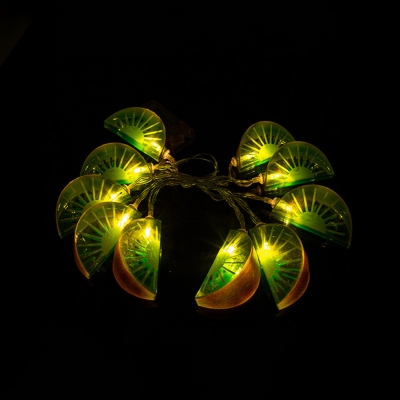 Kids 20-Light 9.8ft LED String Lights Green Kiwi Slice/Yellow Banana Light Strip with Plastic Shade, USB/Battery