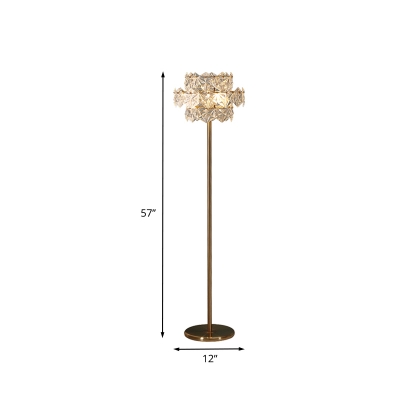 Minimalism 2 Tiers Floor Lamp 6 Lights Clear Crystal Block Floor Standing Light in Gold