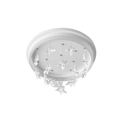 Nordic LED Ceiling Flush White Star Shaped Flushmount Lighting with Acrylic Shade, White/Warm Light