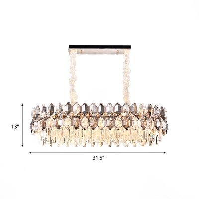 Oval Dining Room Island Lamp Contemporary Crystal 12-Light Clear Pendant Light Fixture