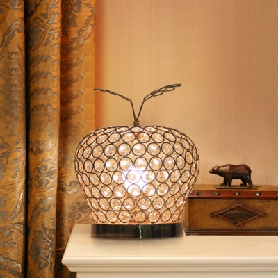 Silver 1 Bulb Table Lamp Modern Beveled Crystal Hat Nightstand Lighting for Bedroom