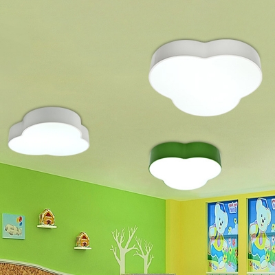 White/Green Geometric Flush Mount Macaroon LED Iron Flush Ceiling Light Fixture for Kindergarten