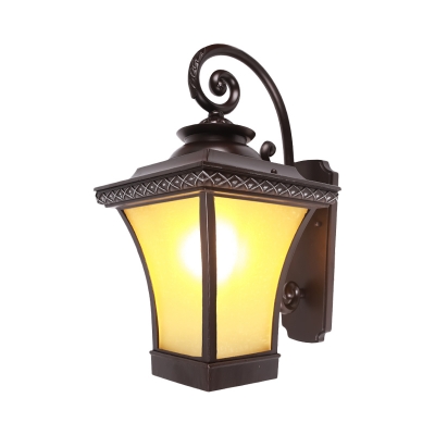 Yellow Glass Black Wall Lighting Beveled 1 Head Countryside Wall Light Fixture for Outdoor