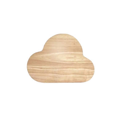 Beige Cloud Sconce Lighting Nordic LED Wood-Panel Wall Lamp Fixture in White/Warm Light
