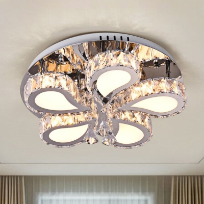 

Flower Crystal Flush Mount Lighting Modern / Wide LED Living Room Ceiling Flush in Chrome, HL621161