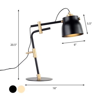 Iron Bowled Balance Arm Study Light Modern 1 Head Black/Gold Reading Book Lamp for Bedroom