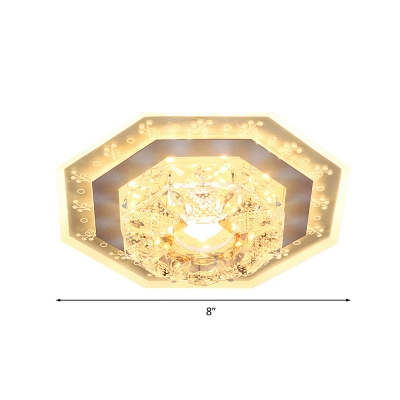 Polygon/Square Clear Crystal Flushmount Minimalist LED Foyer Flush Mount Recessed Lighting