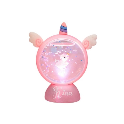 Unicorn Girls Room Table Light Plastic Cartoon Mini LED Night Stand Lamp in Pink/Blue