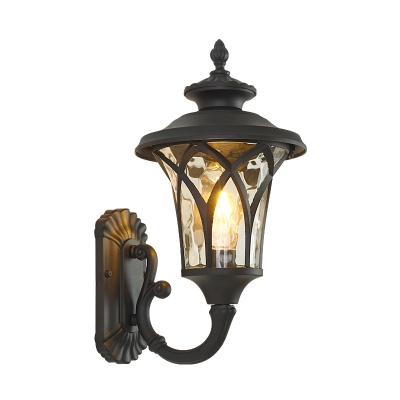 1 Bulb Wall Sconce Light Traditional Outdoor Wall Lamp with Bell Clear Glass Shade in Black/Bronze