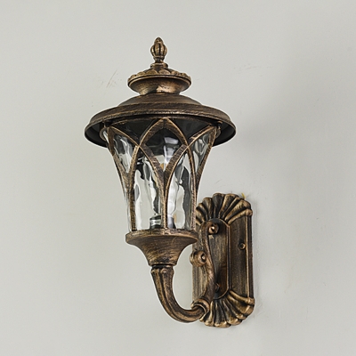 1 Bulb Wall Sconce Light Traditional Outdoor Wall Lamp with Bell Clear Glass Shade in Black/Bronze