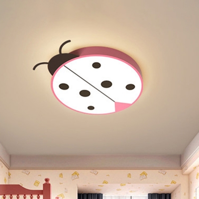 Beetle Kids Bedroom Flush Mount Light Metal Cartoon LED Ceiling Lighting in Yellow/Rose Red