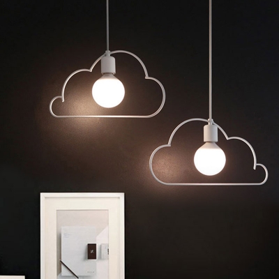 Black/White Cloud Cluster Pendant Nordic 2 Lights Iron Suspended Lighting Fixture for Restaurant