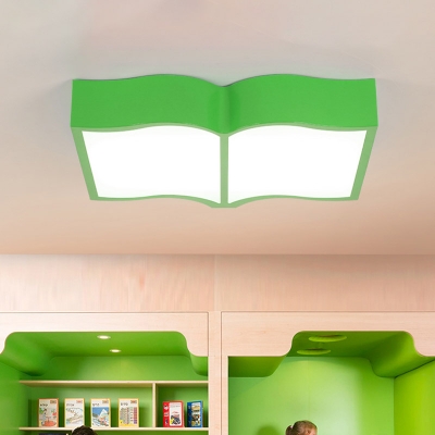Book Kindergarten Ceiling Light Acrylic LED Kids Flush Mount Lighting Fixture in Red/Yellow/Blue