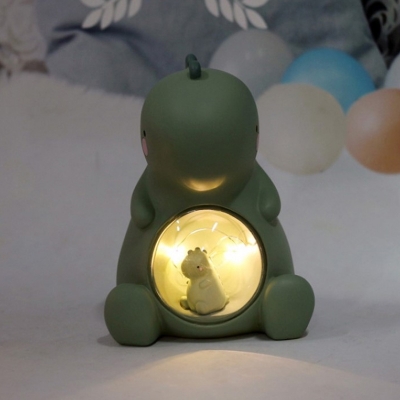 Cartoon Dinosaur Resin Mini Night Lamp LED Table Lighting in Green/Pink for Kids Birthday