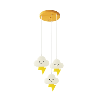 Cloud Shape Cluster Light Pendant Nordic Acrylic 3 Heads White and Yellow LED Hanging Lamp Kit