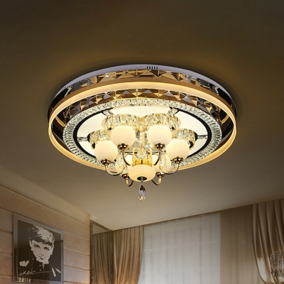 Cut Crystal Gold Flush Light Circle LED Modernism Flush Mount in Remote Control Stepless Dimming