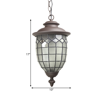 Frosted Glass Black Ceiling Lamp Lantern 1 Head Rustic Pendant Lighting Fixture for Outdoor