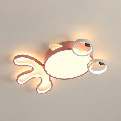 Goldfish Baby Room Flush Mount Light Acrylic Cartoon LED Ceiling Lighting in Pink, Warm/White Light