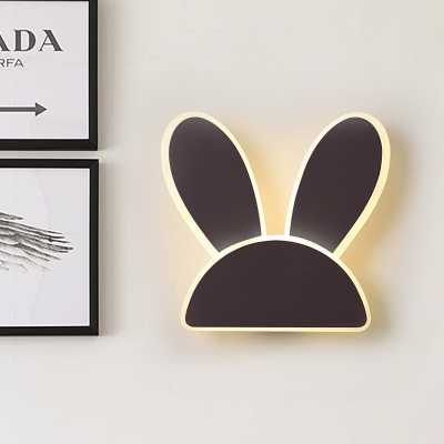 Iron Bunny Flush Mount Minimalist White/Black LED Surface Wall Sconce for Child Bedroom