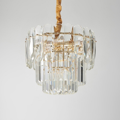 Layered Clear Crystal Pendant Lighting Modern 8 Heads Kitchen Hanging Chandelier