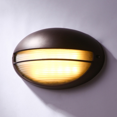 LED Semicircle/Oval Wall Sconce Rustic Black Frosted Glass Wall Mount Light Fixture for Outdoor