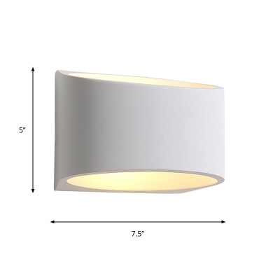 Nordic Elliptical Mini Plaster Wall Light Single-Bulb Flush Mount Wall Sconce in White