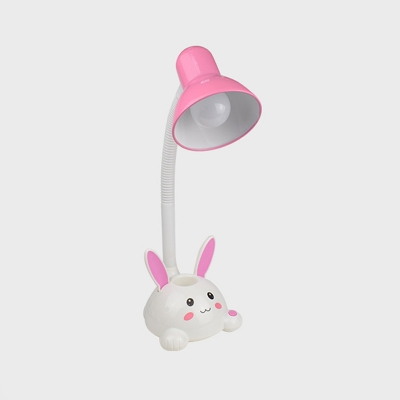 Panda/Rabbit Plastic Reading Light Cartoon 1 Bulb Black/Pink/Blue Adjustable Night Table Lamp for Kids Bedroom