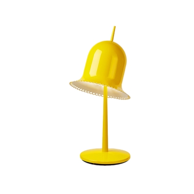 Swivelable Cloche Table Light Macaron Metal Single Yellow/Pink Nightstand Lamp for Living Room