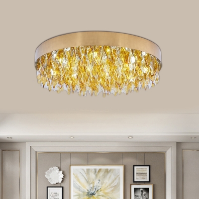 Twisted Amber Crystal Flush Light Minimalism 6 Heads Bedroom LED Flush Mount in Gold