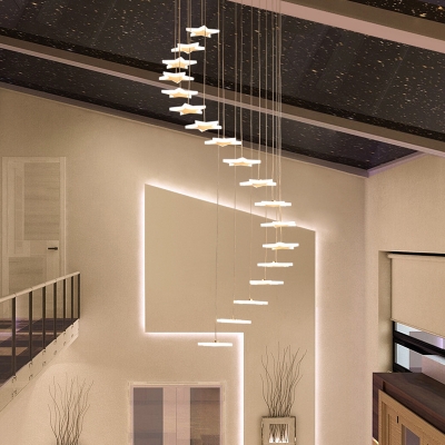 Vertical Star Cluster Pendant Light Modernist Acrylic 12/18 Bulbs White Suspension Lighting with Height Adjustable Design