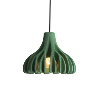 Barn Shaped Coral Hanging Lamp Macaron Resin 1 Light Yellow/Green/White Ceiling Pendant over Table